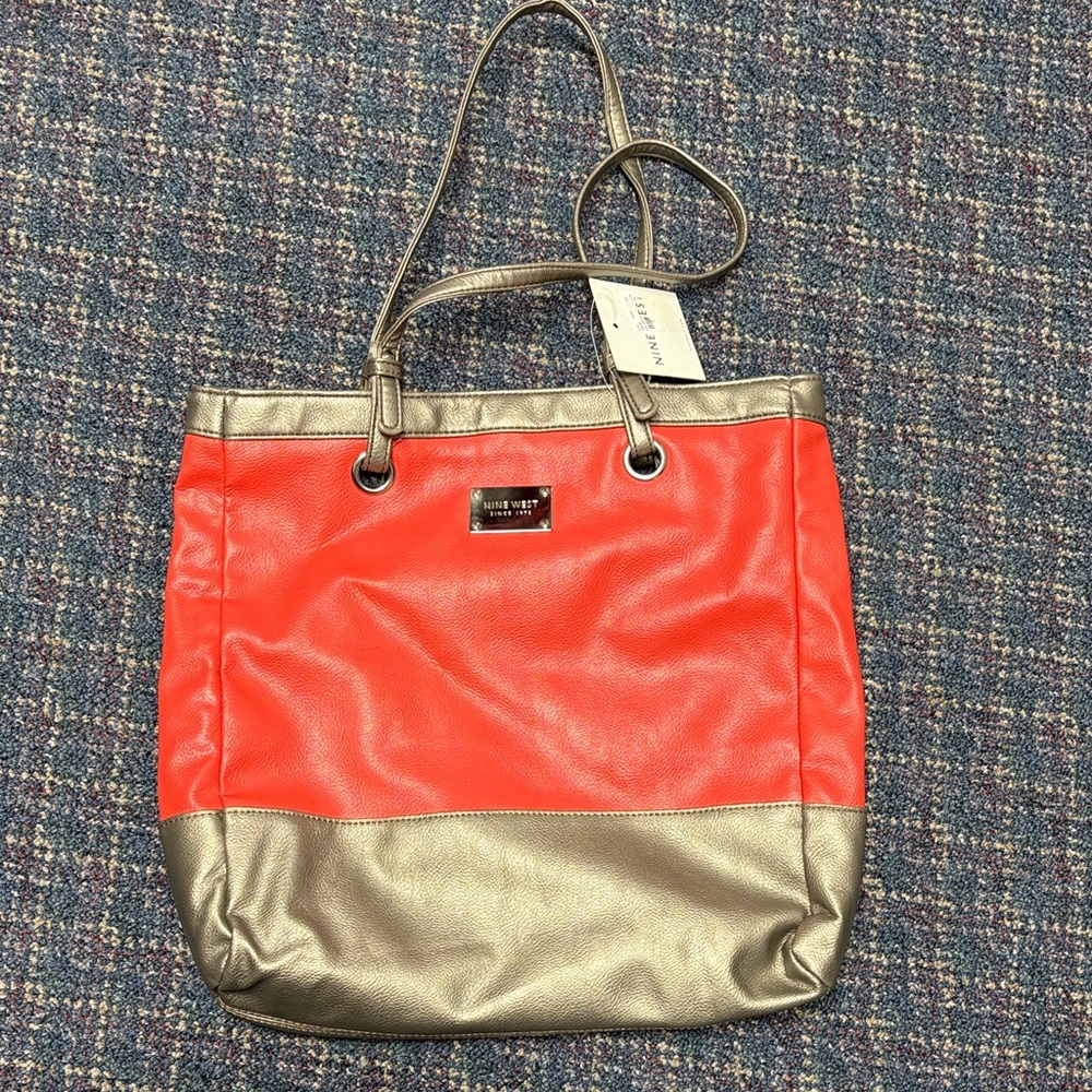 Good condition Nine West The Samantha Red and Gold Tote Bag